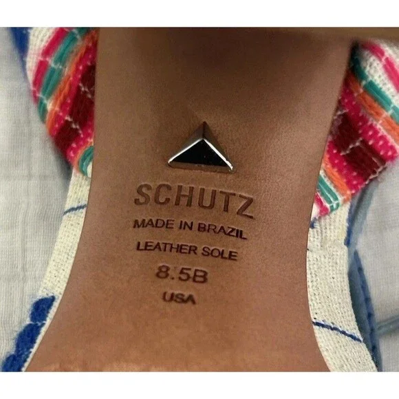 Schutz X Revolve Aliya Women Multicolor Leather Strappy Block Heel Size 8.5 - Picture 7 of 8